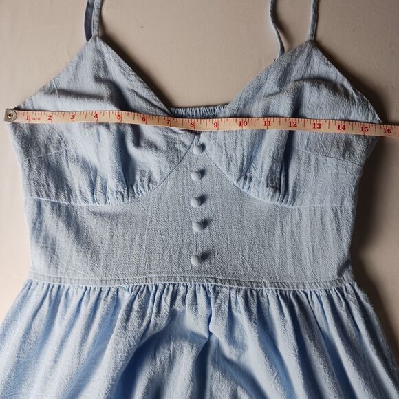 Zaful Dress Women's Size 4 Babydoll Mini Ruffled Light Blue Summer - Picture 8 of 10